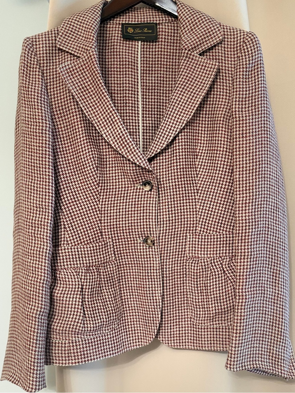 Loro Piana Pink and Tan Houndstooth Blazer Jacket - Picture 2 of 6